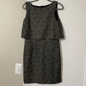 Gianni Bini Black and Gold Patterned Dress